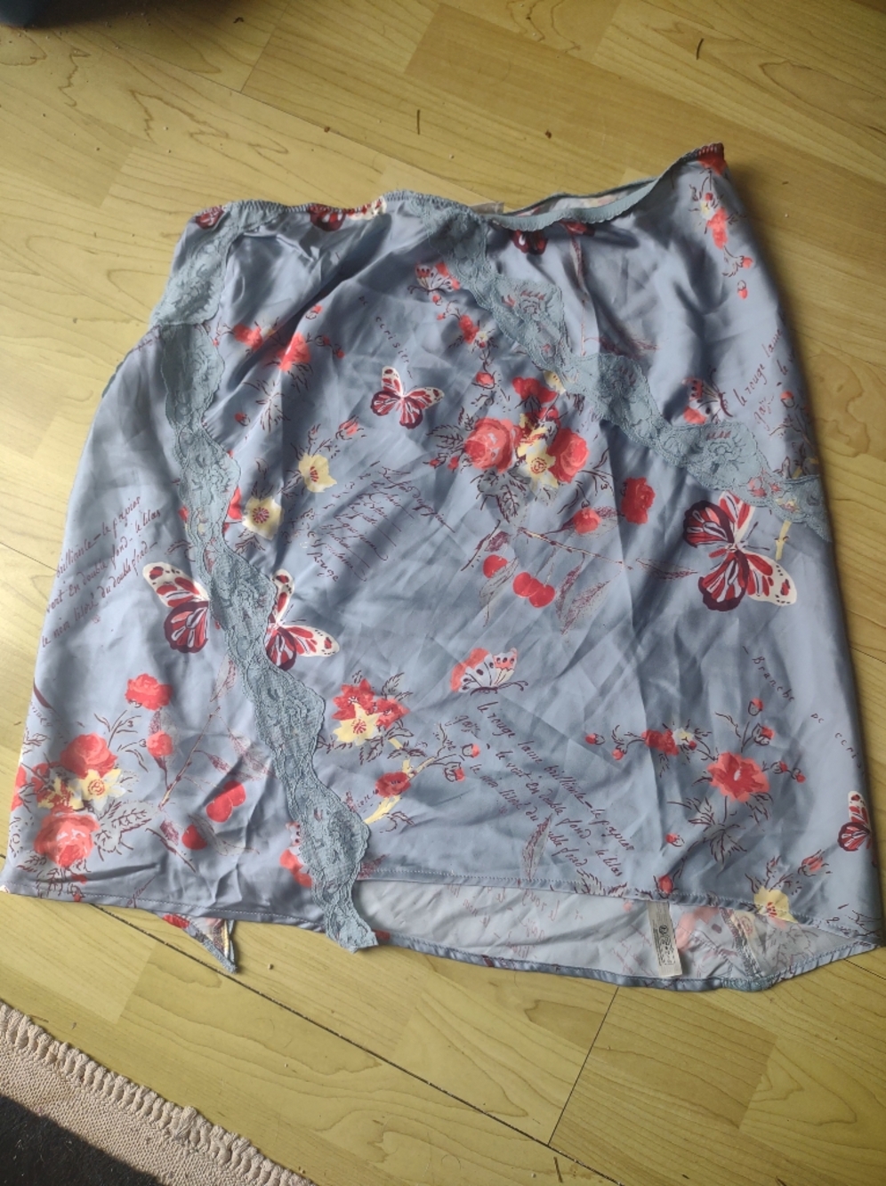 Free People Light Blue Floral Lace Trim Slip